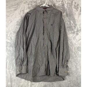 Wrangler Cowboy Shirt‎ Men's large black Striped Western Rodeo George Strait